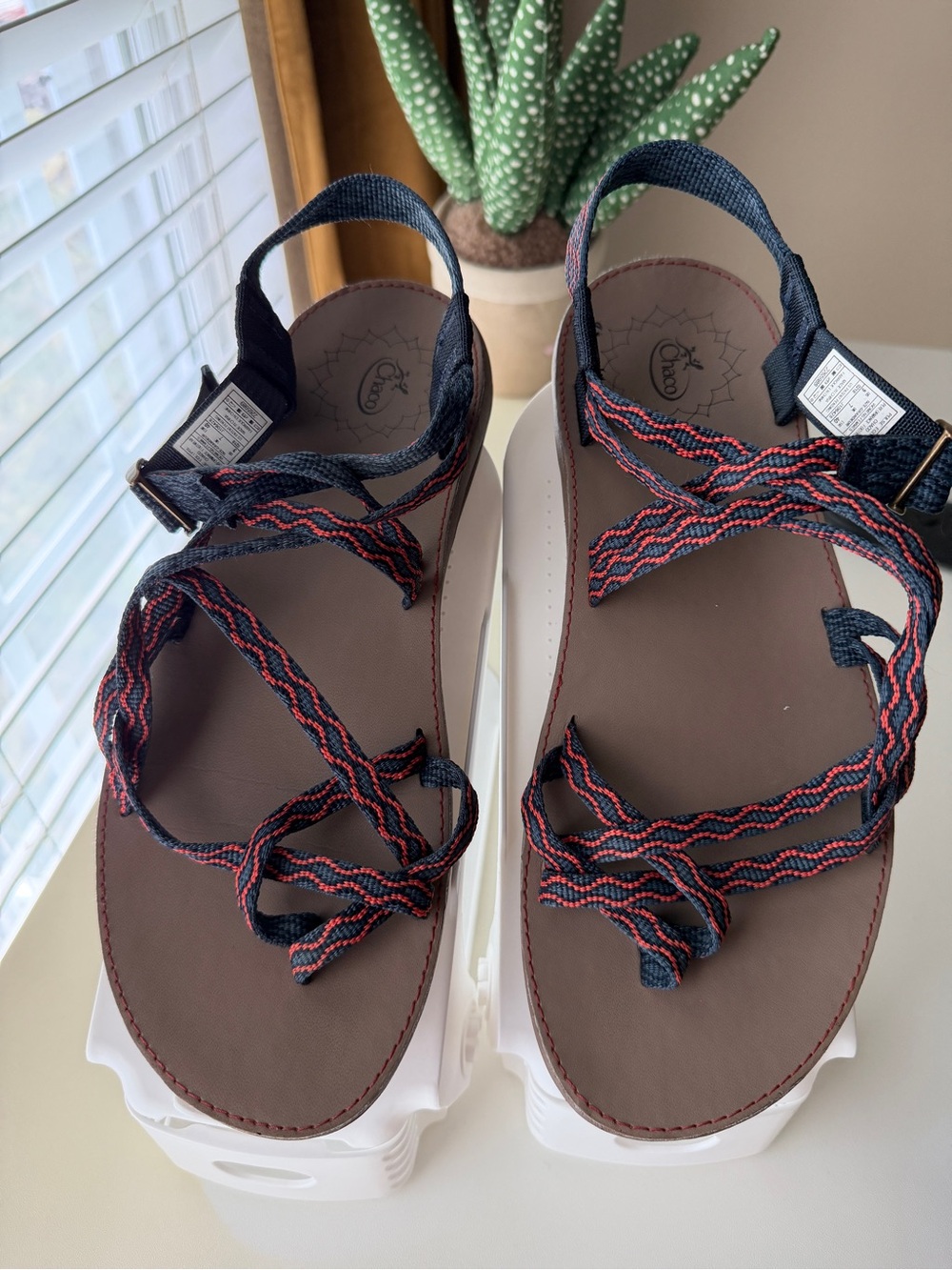 Chaco Brown Sandals with Black and Red Straps - Women's Outdoor Sandals